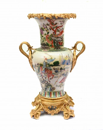 Antique Chinese Porcelain Vase Ormolu Mounts Qianlong 1920