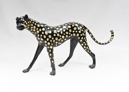 Art Deco Bronze Leopard Statue Lifesize Cats