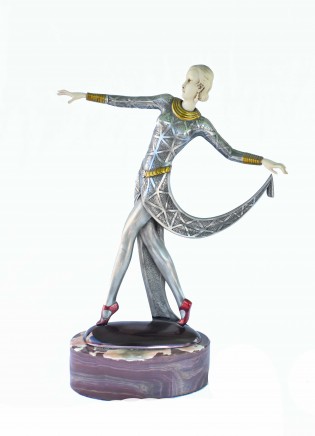 Art Deco Lorenzl Exotic Dancer Statue - Pewter Figurine