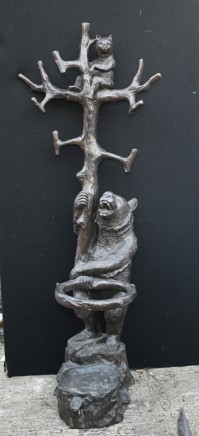 Black Forest Coat Stand Bronze Bear Cub Casting