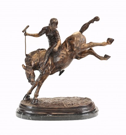 Bronze Polo Player Statue - Horse Jockey Casting