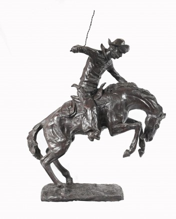 Bronze Remington Horse and Cowboy Bronco Buster Statue