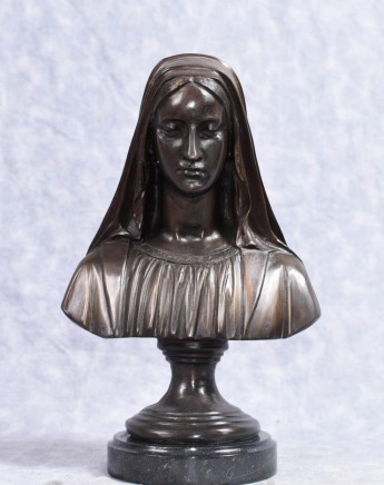 Bronze Virgin Mary Bust  - French Holy Mother