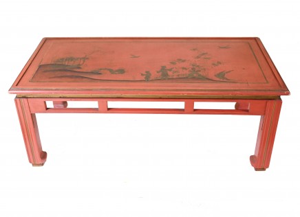 Chinese Chinoiserie Coffee Table Red Lacquer