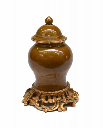 Chinese Porcelain Temple Jar Gilt Mounts