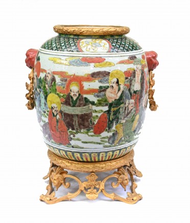 Chinese Qianlong Porcelain Urn French Gilt Mounts 1910
