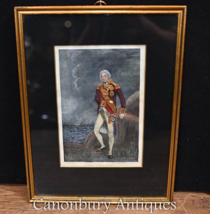 Coloured Framed Print Lord Nelson Vice Admiral Blue Picture