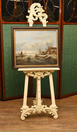 Dutch Oil Painting Rustic River Scene Art