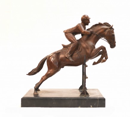 English Bronze Steeplechase Horse Jockey Statue - Show Jumper