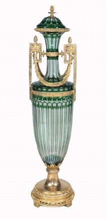 French Crystal Glass Urn Empire Amphora Vase