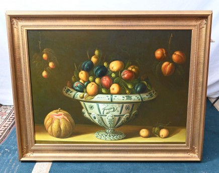 Georgian Still Life Oil Painting Fruit Bowl Art
