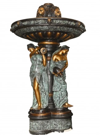 Italian Bronze Fountain - Large Classical Maiden Garden Water Feature