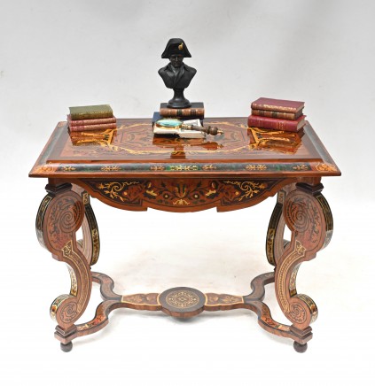 Italian Marquetry Side Table Console Inlay