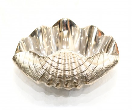 Large Silver Plate Clam Shell Dish