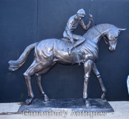 Lifesize French Bronze Horse and Jockey Statue by Bonheur