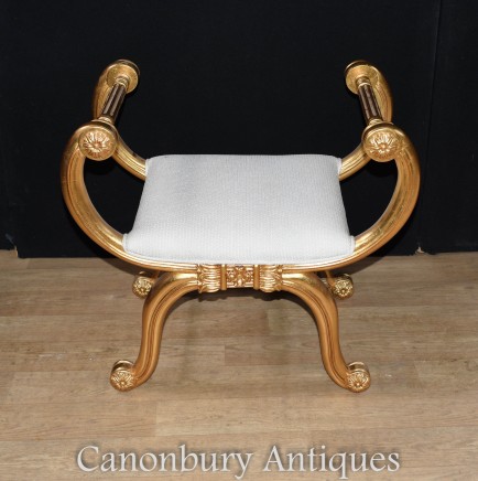 Louis XVI Gilt Stool Seat French Furniture