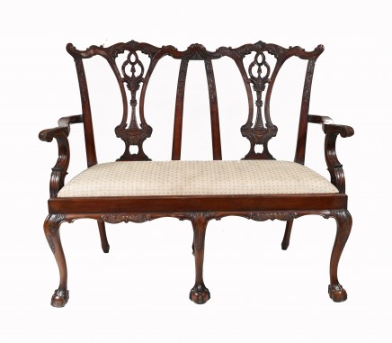 Mahogany Chippendale Double Chair Settle Seat