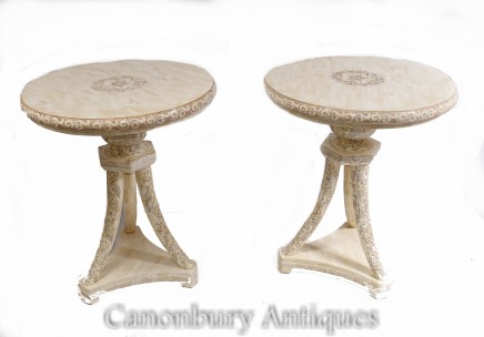 Pair Chinese Carved Side Tables - Occasional Sides Asian Interiors