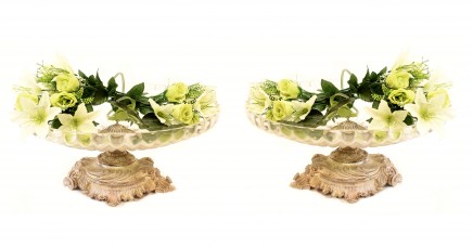 Pair French Empire Rococo Silver Plate Glass Dishes Plates Tureens Comports