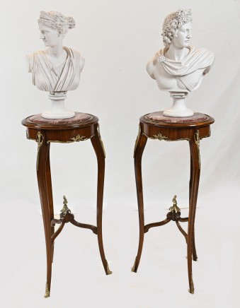 Pair French Pedestal Stands Louis XVI Tall Tables
