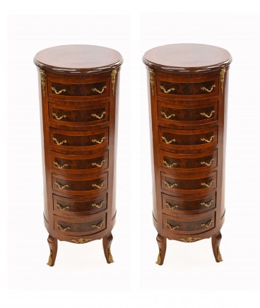Pair French Tall Boy Chests Empire Commodes