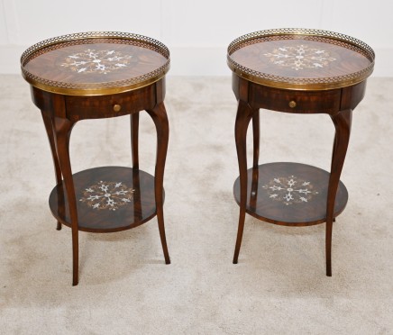 Pair Regency Side Tables Cocktail Mother of Pearl Inlay