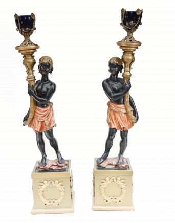 Pair Venetian Blackamoor Statues Italian Figurines