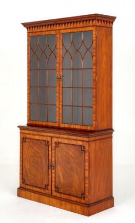 Regency Revival Bookcase Glazed Library Furniture