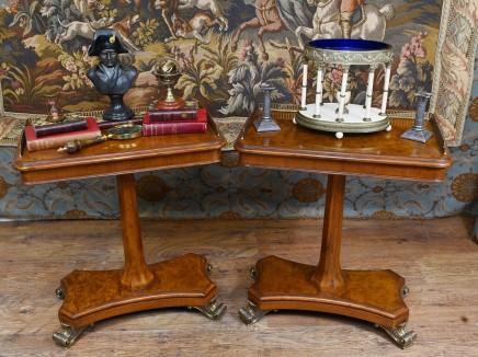 Regency Side Tables Walnut End Occasional Brass Gallery