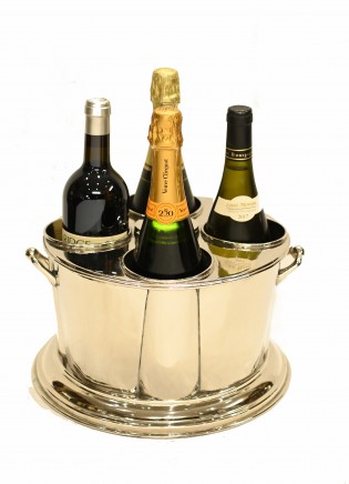 Silver Plate 4 Bottle Wine Cooler Champagne Party