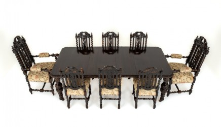 Victorian Oak Dining Set Table and Chairs 1880