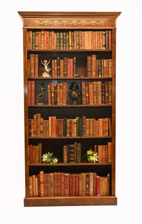Walnut Open Bookcase - Sheraton Regency Bookcases Open Front