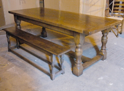 Rustic Refectory Table Bench Dining Set - English Abbey Oak