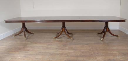 English Regency Triple Ped Dining Table Tables