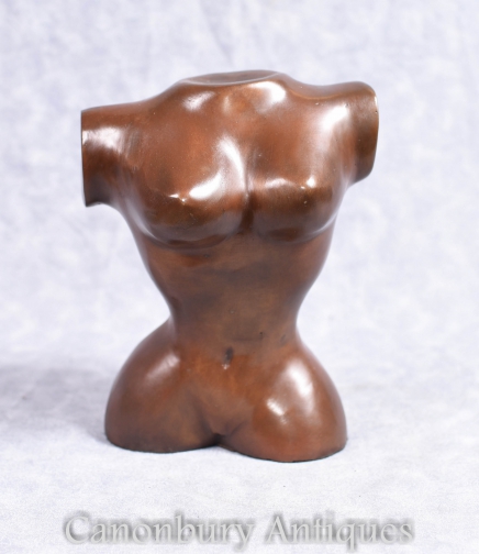 Italian Bronze Female Torso Sculpture Art