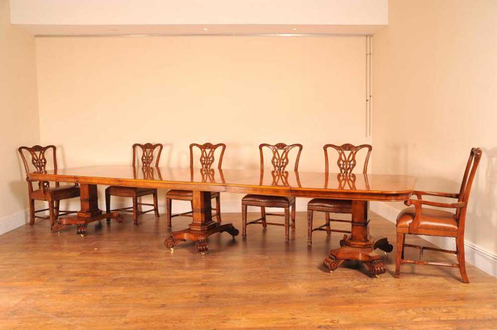 Antique walnut dining set with Chippendale chairs