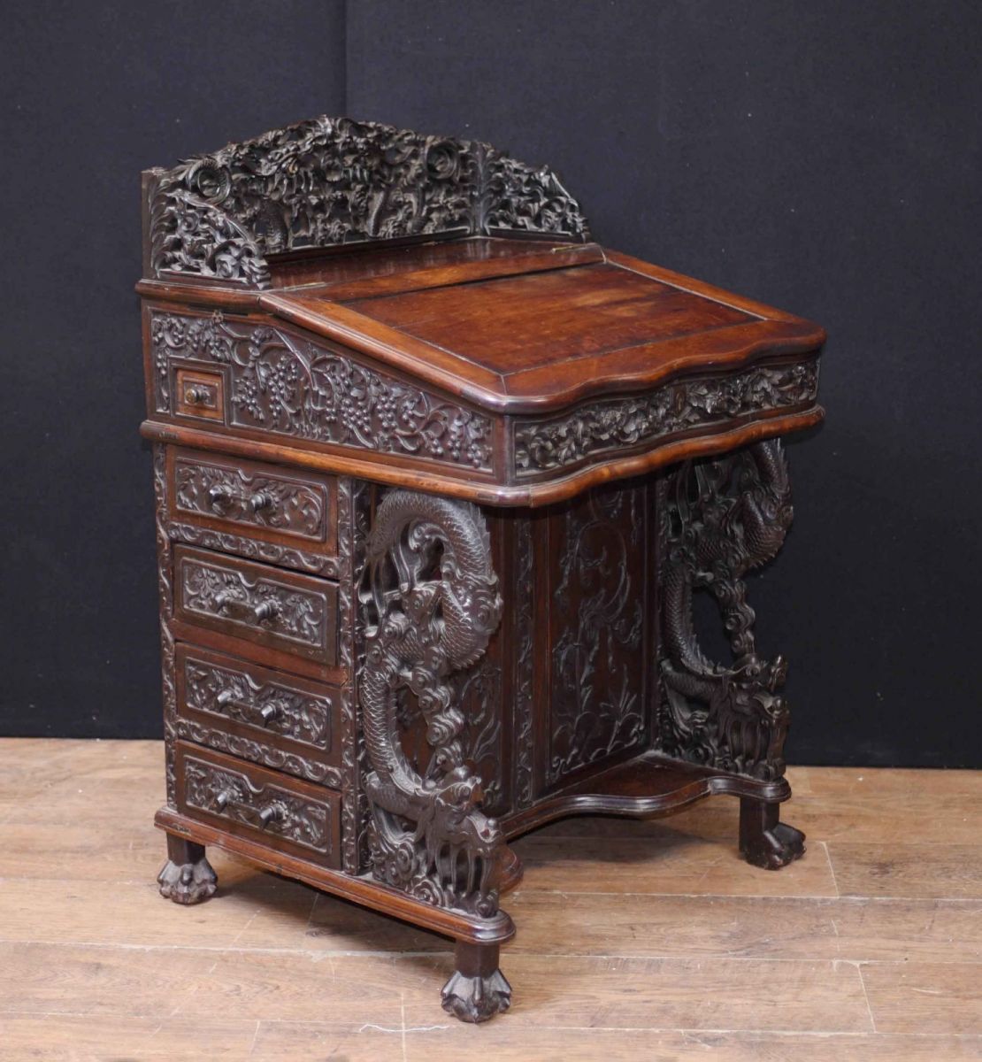 Incredibly rare antique Burmese Davenport desk