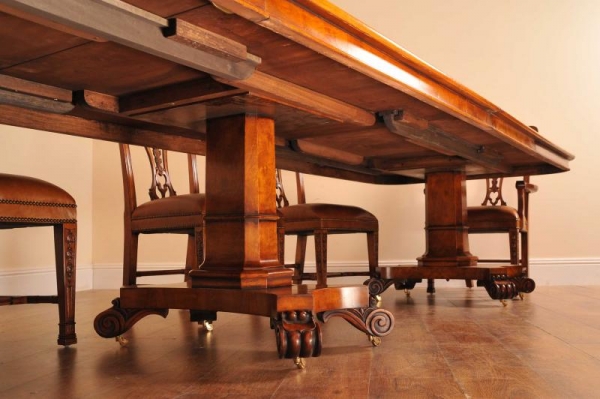 Underneath an extending Victorian dining table
