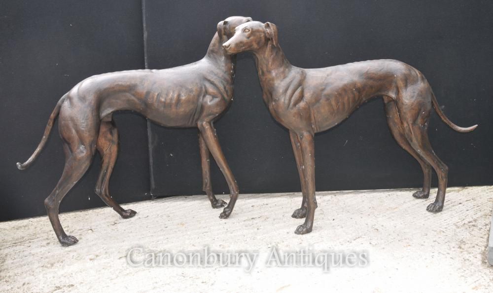 Bronze greyhound dogs