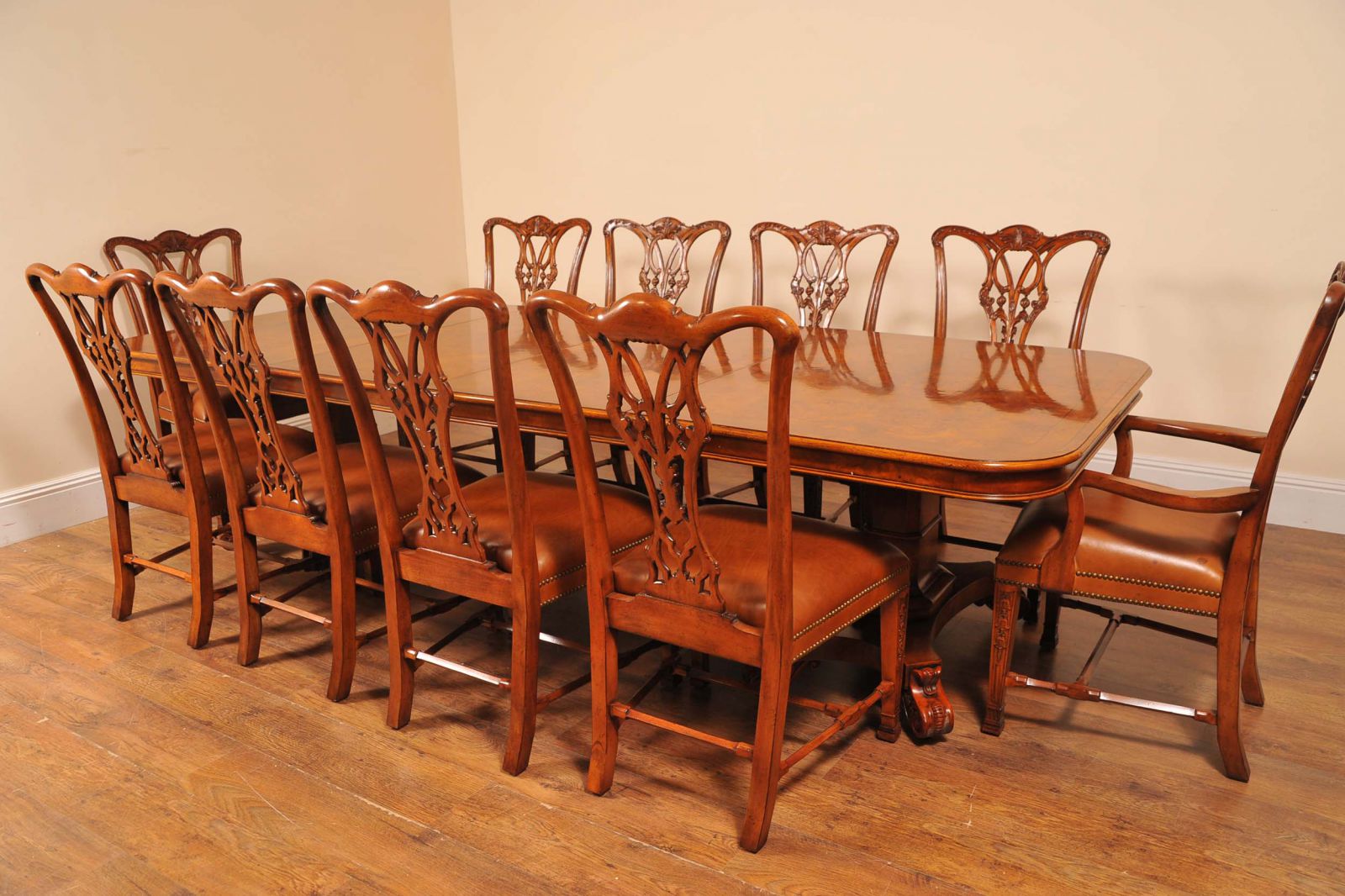 Lovely set in walnut with matching Chippendale chairs