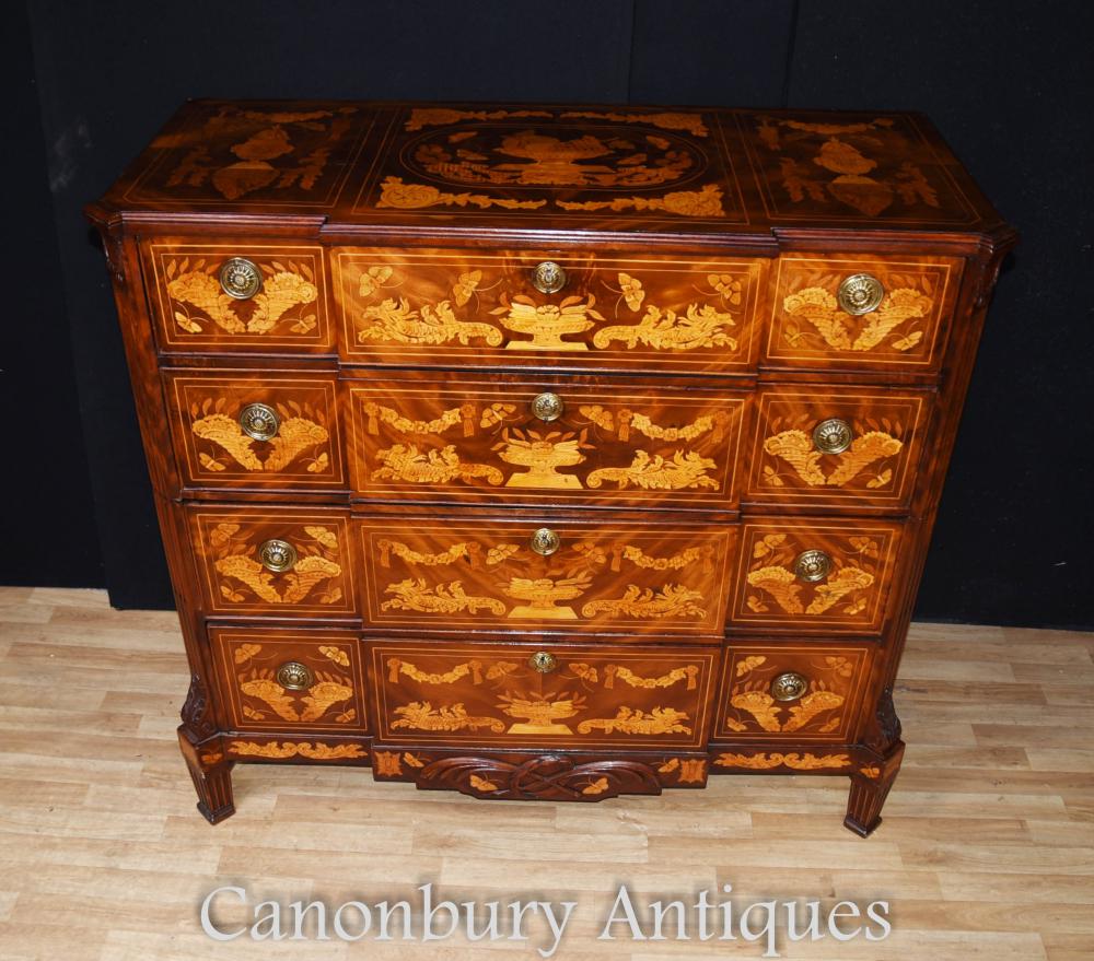 Antique Dutch Marquetry Chest of Drawers 1840 Commode Chests