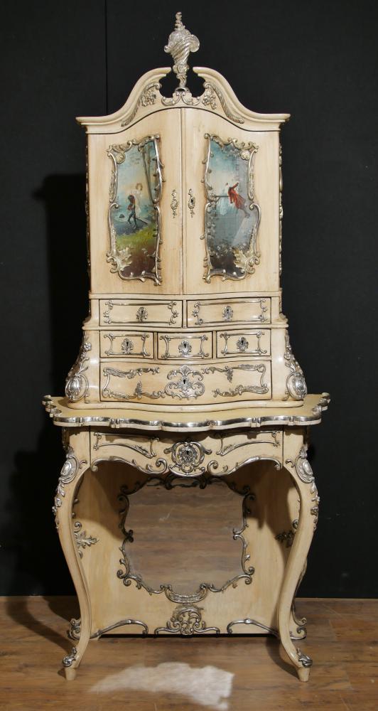 Italian Painted Cabinet Bureau - Antique Florentine Circa 1860