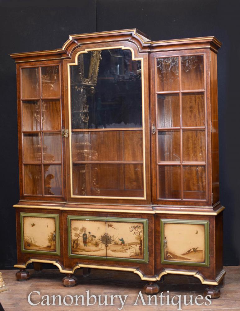 Antique Gillows Painted Display Cabinet Bookcase Circa 1890