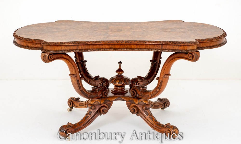 Table de Centre Irlandaise Antique - Noyer Circa 1860