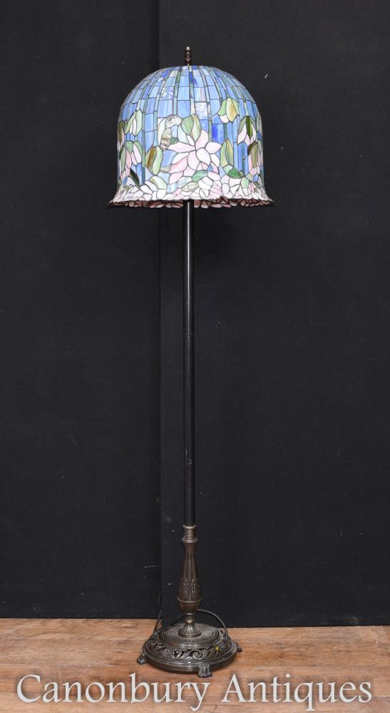 Art Nouveau Tiffany Floor Lamp Glass Shade Light