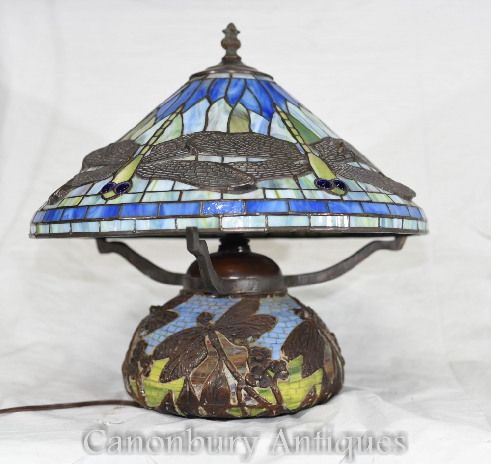 Art Nouveau Tiffany Table Lamp - Dragonfly Shade
