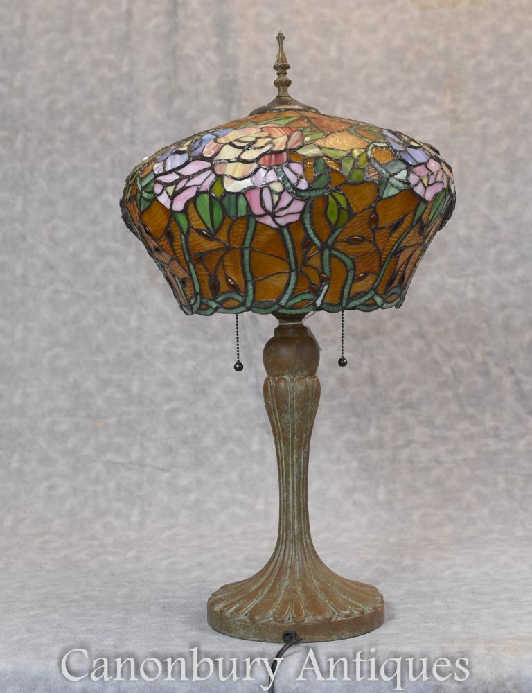 Art Nouveau Tiffany Table Lamp Bronze Light