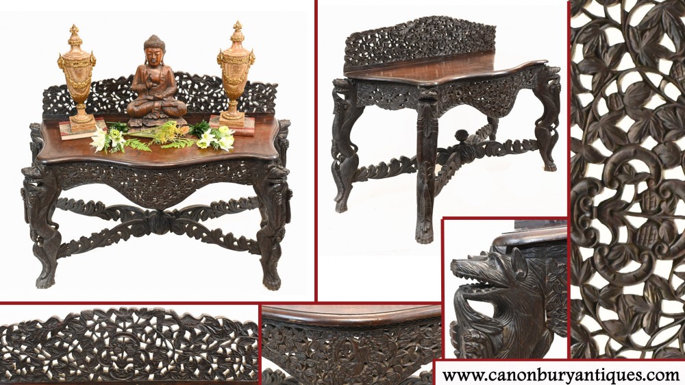 Burmese Console Table Antique Carved Burma Furniture 1880