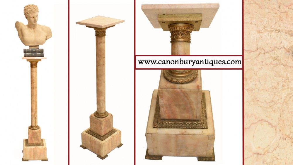 Empire Marble Pedestal Stand French Classical Column Table