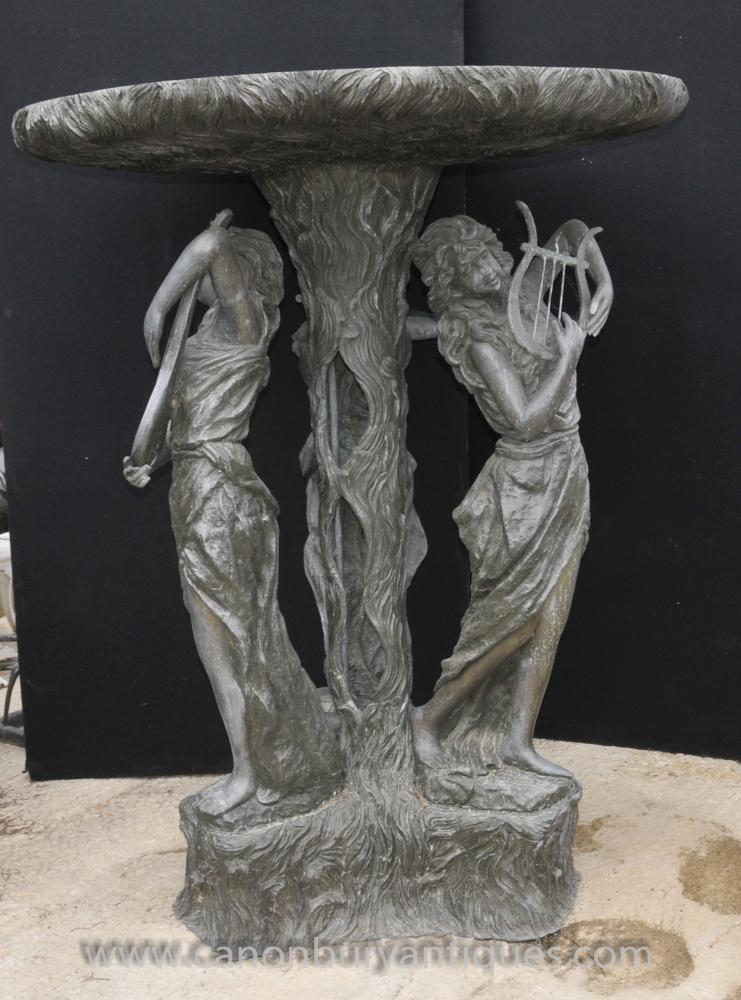 French Bronze Maiden Fountain Garden Water